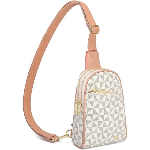 Blocking Sling Bag Leather White Blue Checked Ii